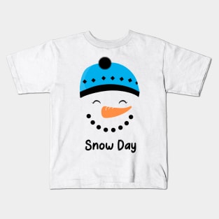 SNOWMAN Snow Day Blue Hat Snowman Christmas Kids T-Shirt